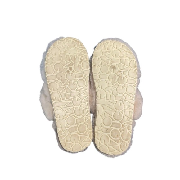 UGG Fluff Flip Flop Women's Size 5 Fuzzy Thong Slippers Slides Ivory Excellent - Picture 7 of 9
